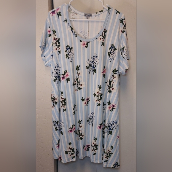 J for Justify Stripes Floral Buttery Soft Knit A-Line Dress Size 3X Boho Casual - Picture 8 of 10